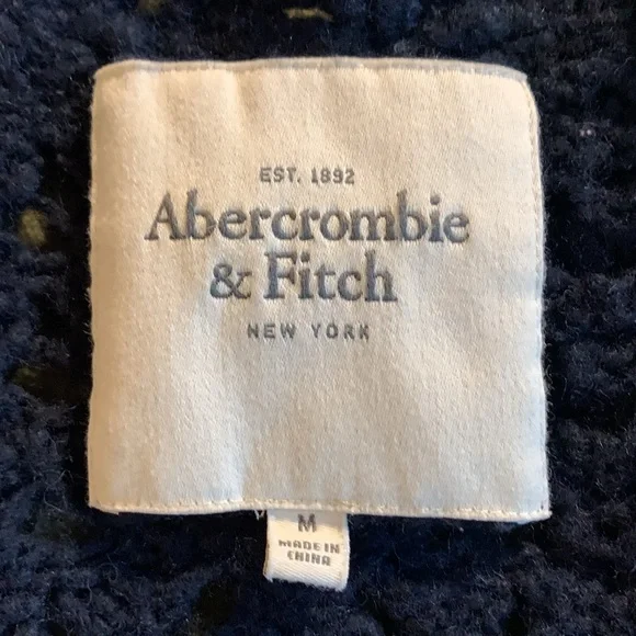 Abercrombie & Fitch navy, short sleeve, open knit sweater. Size medium - Picture 2 of 7